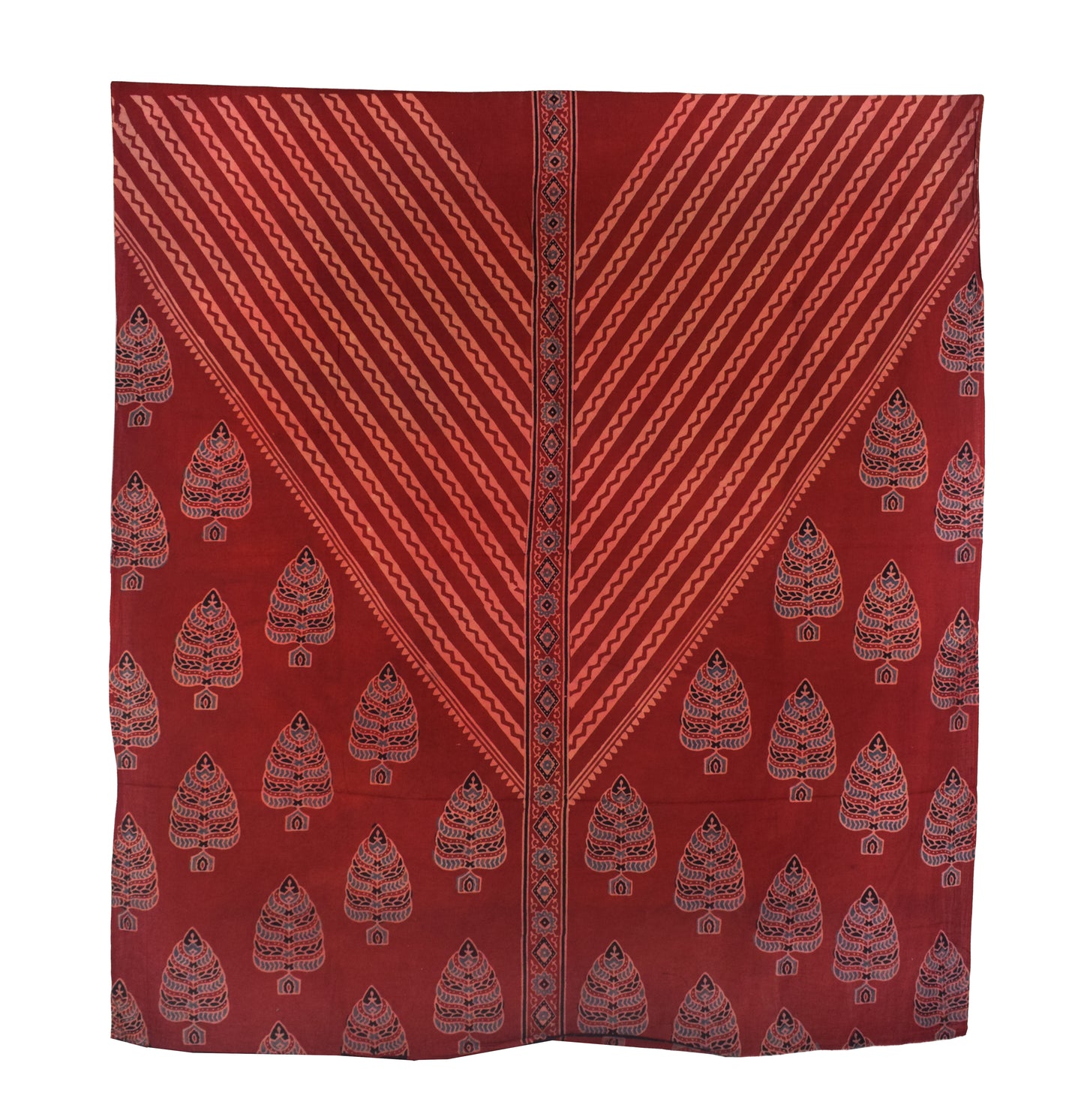 Ajrakh Cotton Natural Dye Three Colour Full Printed Hand Block Print Dress Material with 44 Inch wide Dupatta - 2.5 Mt Top    -  SKU : AI03501C
