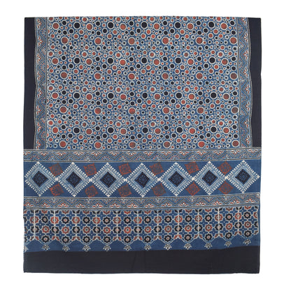 Ajrakh Cotton Natural Dye Three Colour Print | 3 Kam | Hand Block Print Dress Material with 44 Inch wide Dupatta - 2.5 Mt Top   -  SKU : AI03701S