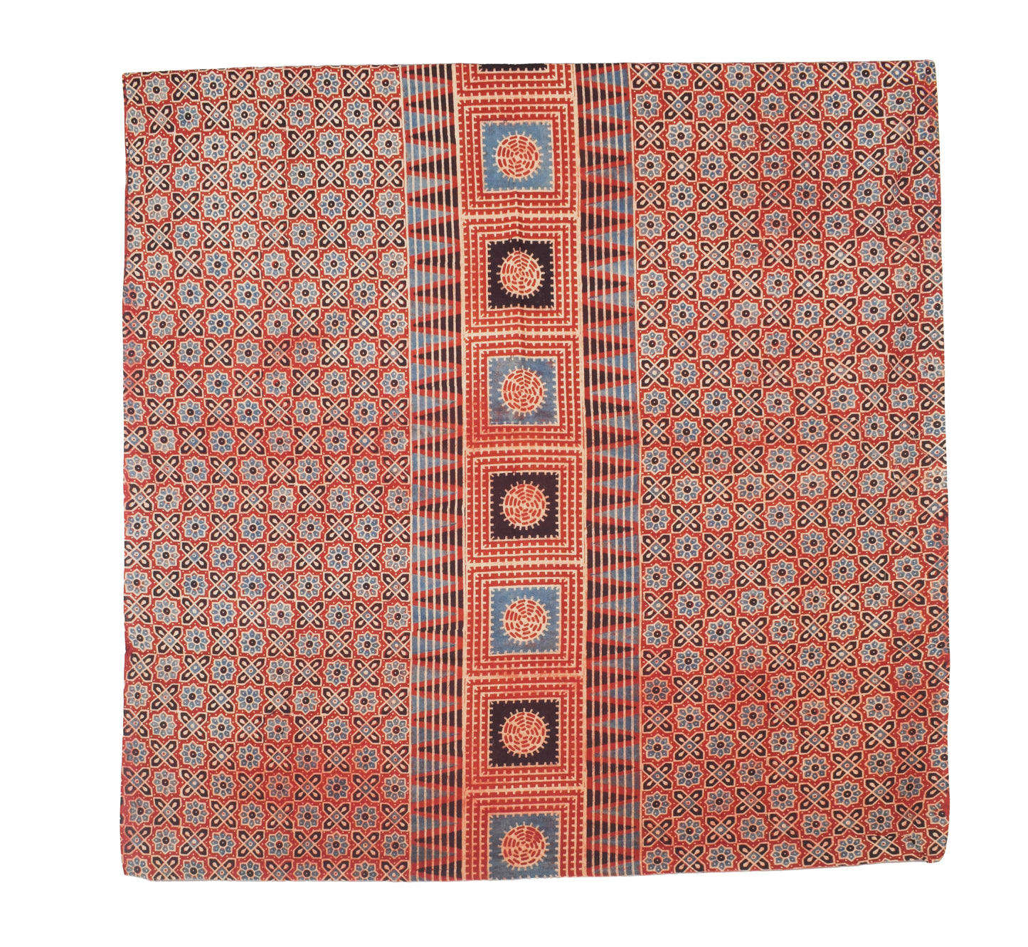 Ajrakh Cotton Natural Dye Three Colour Print | 3 Kam | Hand Block Print Dress Material with 44 Inch wide Dupatta - 2.5 Mt Top   -  SKU : AI03701T