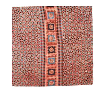 Ajrakh Cotton Natural Dye Three Colour Print | 3 Kam | Hand Block Print Dress Material with 44 Inch wide Dupatta - 2.5 Mt Top   -  SKU : AI03701T