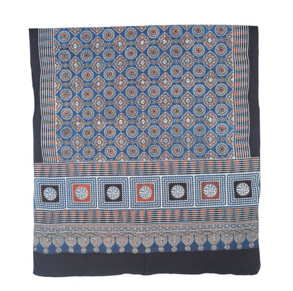 Ajrakh Cotton Natural Dye Three Colour Print | 3 Kam | Hand Block Print Dress Material with 44 Inch wide Dupatta - 2.5 Mt Top   -  SKU : AI03701T