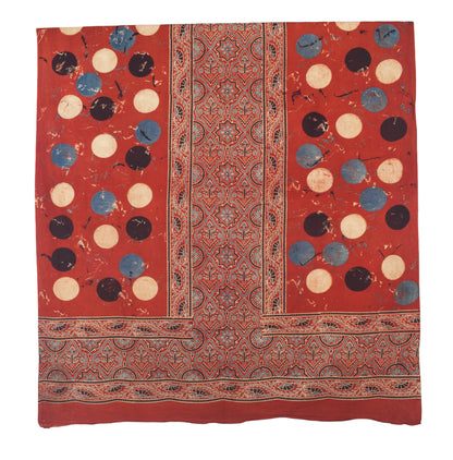 Ajrakh Cotton Natural Dye Three Colour Print | 3 Kam | Hand Block Print Dress Material with 44 Inch wide Dupatta - 2.5 Mt Top   -  SKU : AI03701V