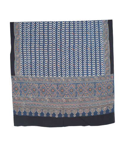 Ajrakh Cotton Natural Dye Three Colour Print | 3 Kam | Hand Block Print Dress Material with 44 Inch wide Dupatta - 2.5 Mt Top   -  SKU : AI03701X