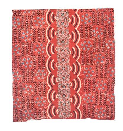 Ajrakh Cotton Natural Dye Three Colour Print | 3 Kam | Hand Block Print Dress Material with 44 Inch wide Dupatta - 2.5 Mt Top   -  SKU : AI03701X