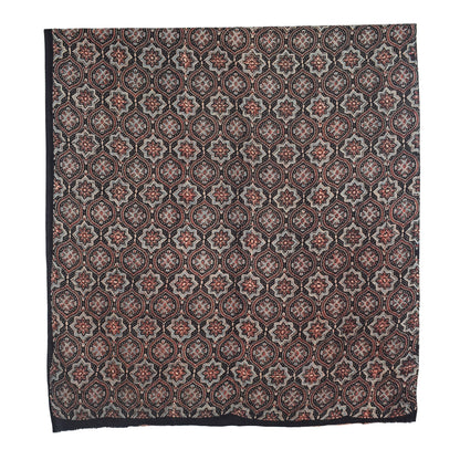 Ajrakh Satin Cotton Part Natural Dye Hand Block Print Dress Material with Bandhej Bottom and Dupatta - 2.5 Mt Top    -  SKU : MS24A01O