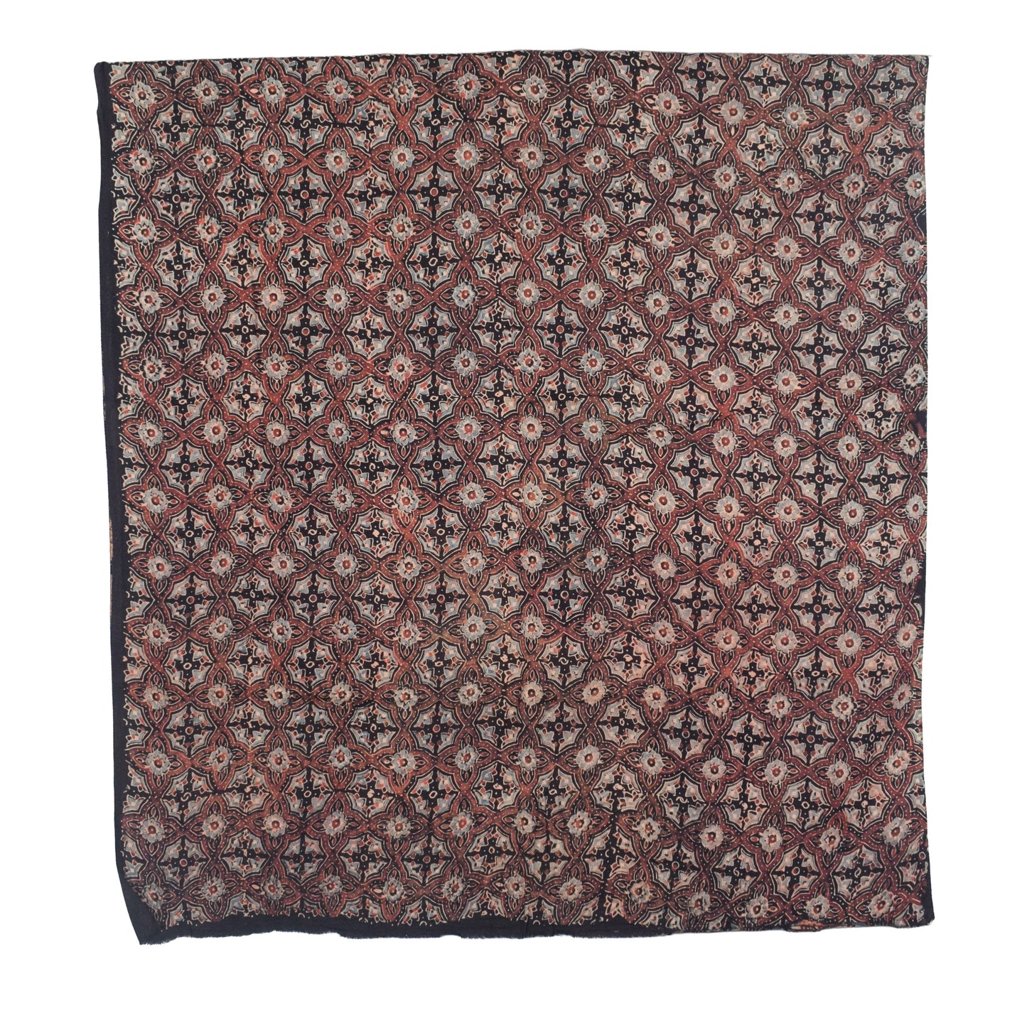 Ajrakh Satin Cotton Part Natural Dye Hand Block Print Dress Material with Bandhej Bottom and Dupatta - 2.5 Mt Top    -  SKU : MS24A01C