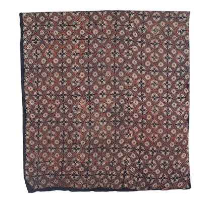 Ajrakh Satin Cotton Part Natural Dye Hand Block Print Dress Material with Bandhej Bottom and Dupatta - 2.5 Mt Top    -  SKU : MS24A01C