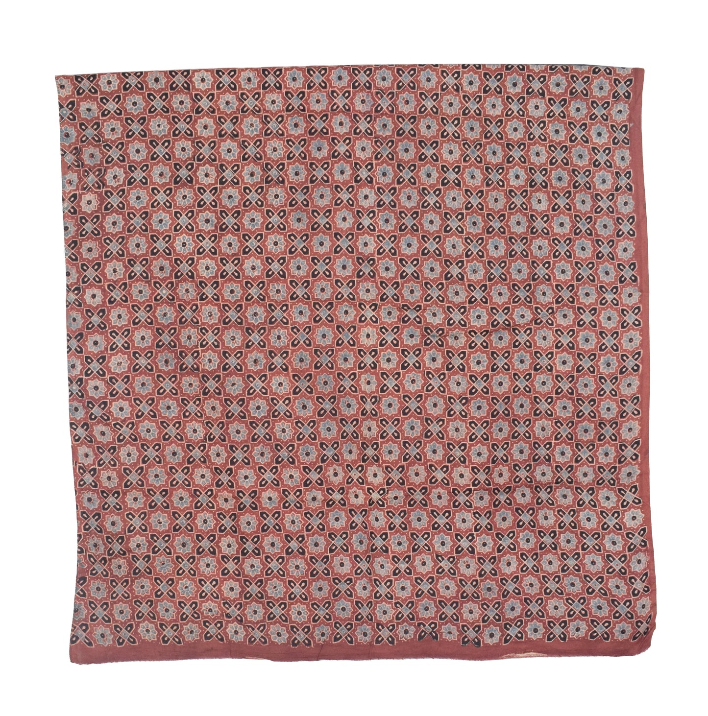 Ajrakh Satin Cotton Part Natural Dye Hand Block Print Dress Material with Bandhej Bottom and Dupatta - 2.5 Mt Top    -  SKU : MS24A01N