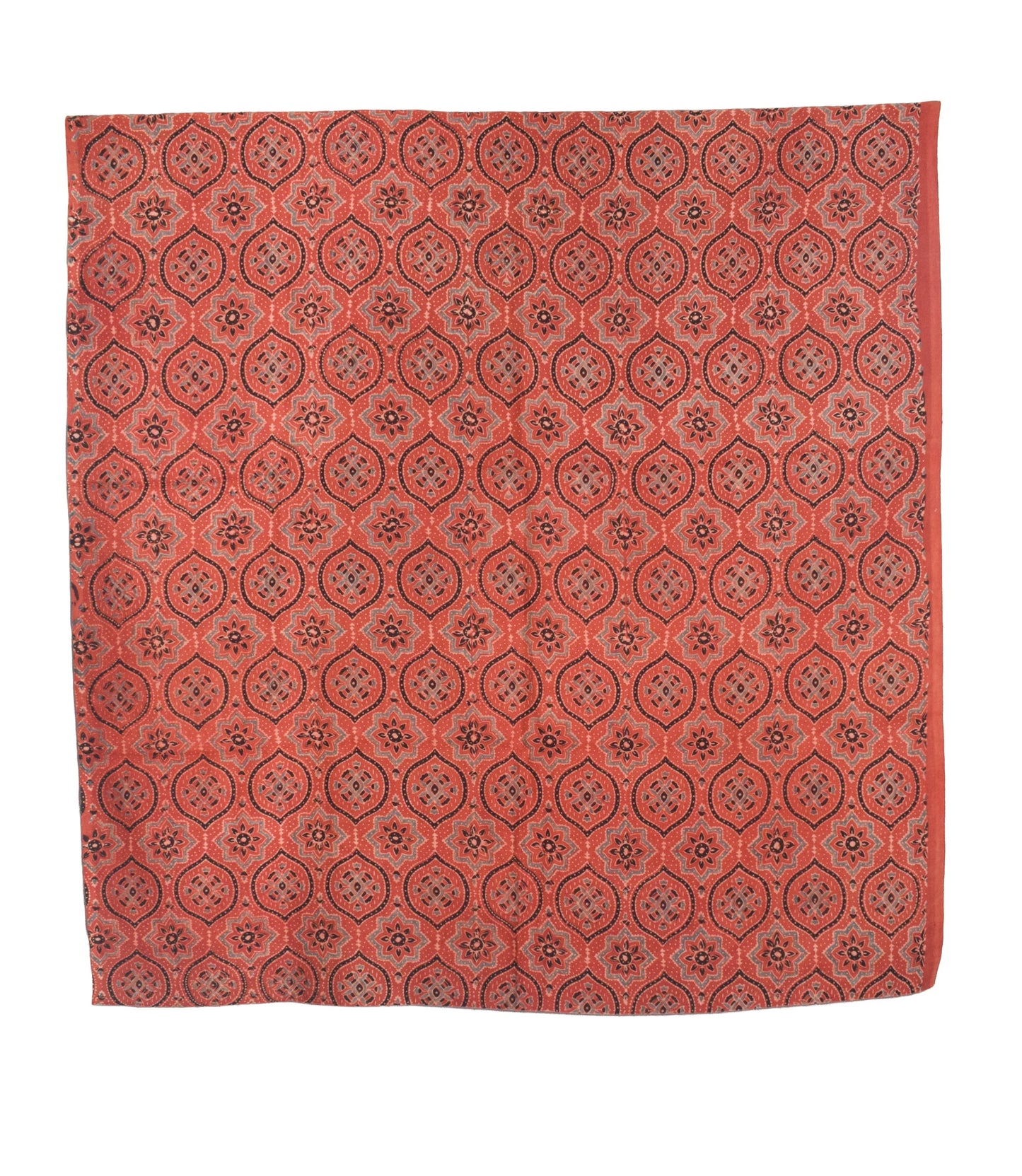 Ajrakh Satin Cotton Part Natural Dye Hand Block Print Dress Material with Bandhej Bottom and Dupatta - 2.5 Mt Top    -  SKU : MS24A01B