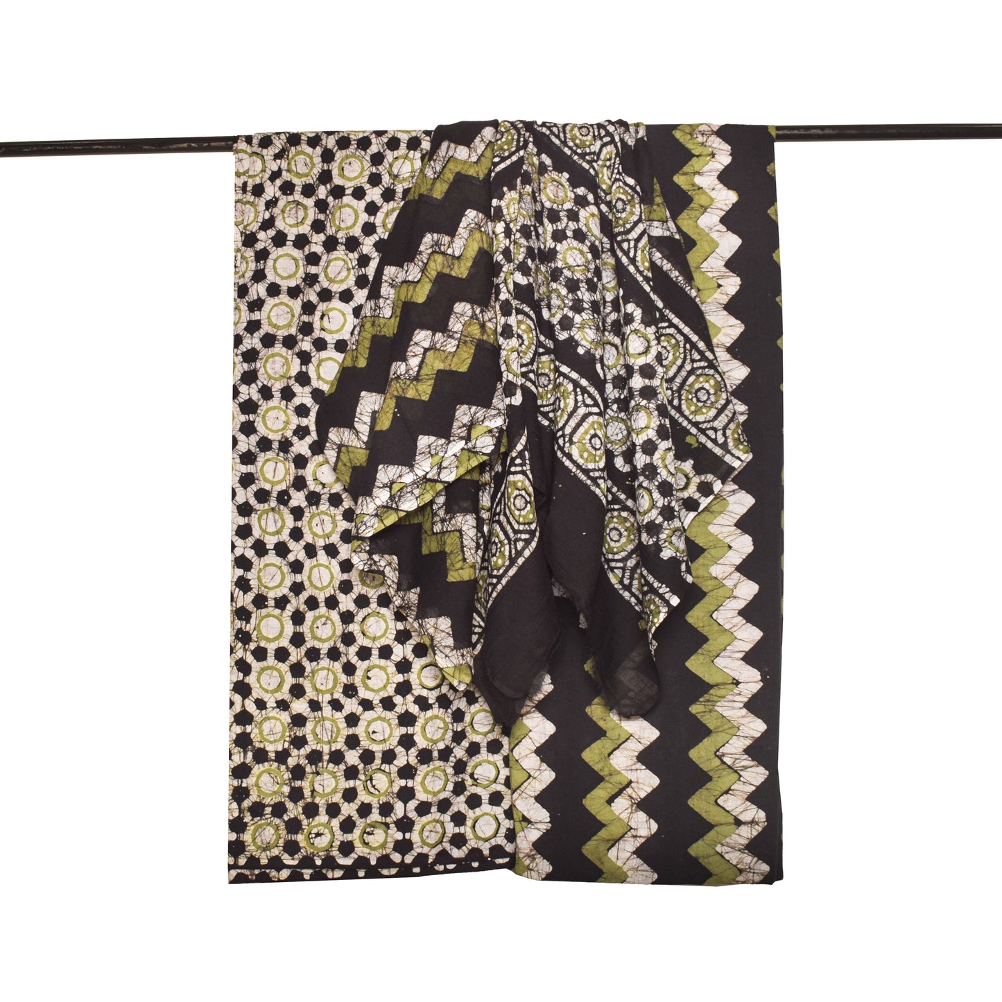 Wax Batik Cotton Full Printed Hand Block Print Dress Material  with 44 Inch wide Dupatta  - 2.5 Mt Top  -  SKU: RA12801W
