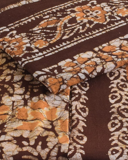 Wax Batik Cotton Three Colour Full Printed Hand Block Print Dress Material with 44 Inch wide Dupatta - 2.5 Mt Top    -  SKU : RA0540AQ