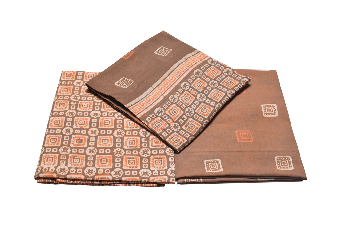 Wax Batik Cotton Full Printed Hand Block Print Dress Material  with 44 Inch wide Dupatta  - 2.5 Mt Top  -  SKU: RA12801L