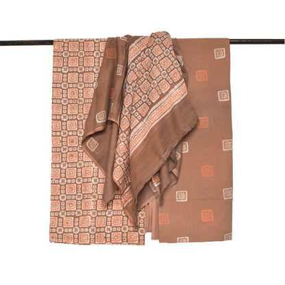 Wax Batik Cotton Full Printed Hand Block Print Dress Material  with 44 Inch wide Dupatta  - 2.5 Mt Top  -  SKU: RA12801L