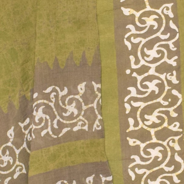 Wax Batik Cotton Full Printed Hand Block Print Dress Material  with 44 Inch wide Dupatta  - 2.5 Mt Top  -  SKU: RA12801G