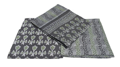 Wax Batik Cotton Three Colour Full Printed Hand Block Print Dress Material with 44 Inch wide Dupatta - 2.5 Mt Top    -  SKU : RA05401V