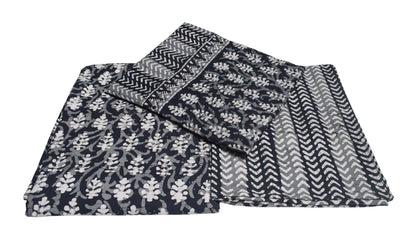 Wax Batik Cotton Three Colour Full Printed Hand Block Print Dress Material with 44 Inch wide Dupatta - 2.5 Mt Top    -  SKU : RA05401N