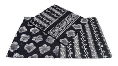Wax Batik Cotton Three Colour Full Printed Hand Block Print Dress Material with 44 Inch wide Dupatta - 2.5 Mt Top    -  SKU : RA0540AV