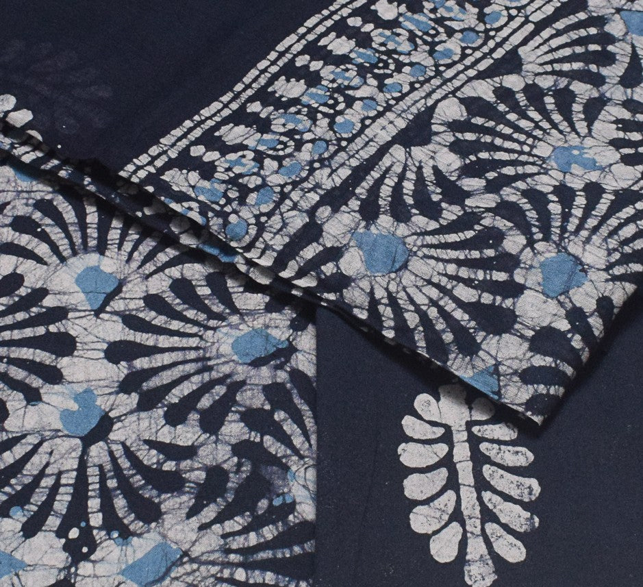 Wax Batik Cotton Three Colour Full Printed Hand Block Print Dress Material with 44 Inch wide Dupatta - 2.5 Mt Top    -  SKU : SA25601B
