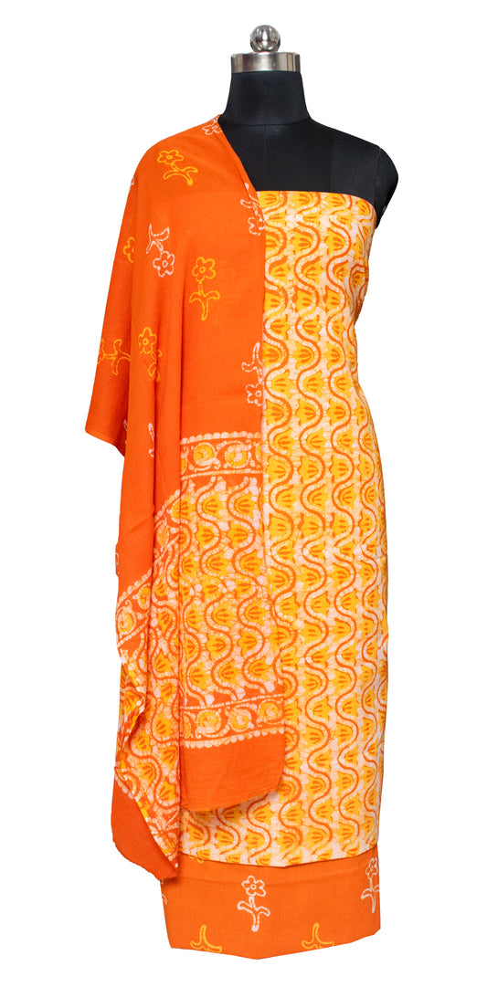 Wax Batik Cotton Full Printed Hand Block Print Dress Material with 44 Inch wide Dupatta     -  SKU : SA20301D