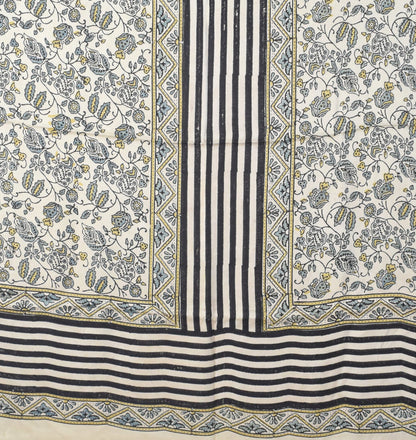 Ajrakh Modal Silk Natural Dye Hand Block Print Dress Material with Golden Border Dupatta - with Tassels - 2.5 Mt Top   -  SKU : AI02501C
