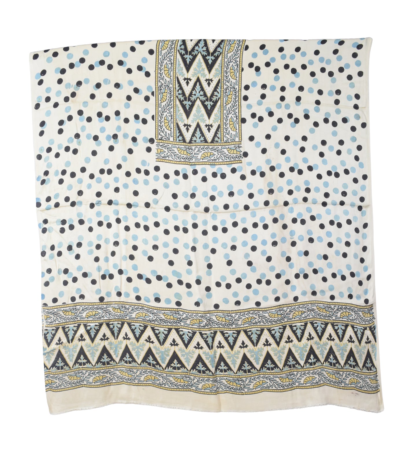Ajrakh Modal Silk Natural Dye Hand Block Print Dress Material with Golden Border Dupatta - with Tassels - 2.5 Mt Top   -  SKU : AI02501H