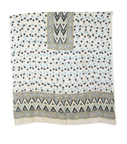 Ajrakh Modal Silk Natural Dye Hand Block Print Dress Material with Golden Border Dupatta - with Tassels - 2.5 Mt Top   -  SKU : AI02501H