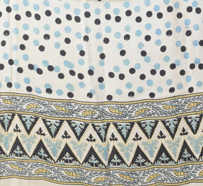 Ajrakh Modal Silk Natural Dye Hand Block Print Dress Material with Golden Border Dupatta - with Tassels - 2.5 Mt Top   -  SKU : AI02501H