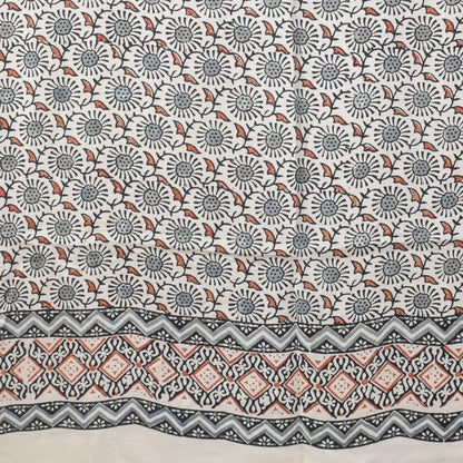 Ajrakh Modal Silk Natural Dye Hand Block Print Dress Material with Golden Border Dupatta - with Tassels - 2.5 Mt Top   -  SKU : AI02501F