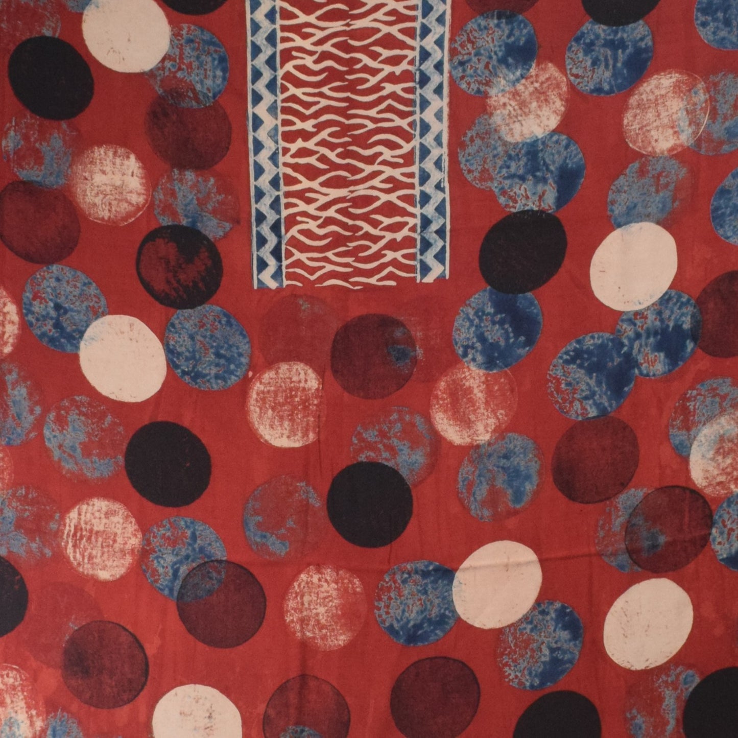 Ajrakh Modal Silk Natural Dye Hand Block Print Dress Material with Golden Border Dupatta - with Tassels - 2.5 Mt Top    -  SKU : AI27A03N