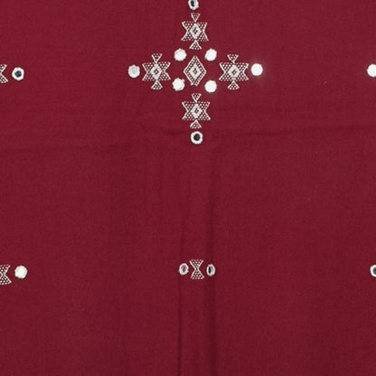 Handloom Woven Kala Cotton Patterned Weaving Fine Mirrorwork Dress Material with Tassels - 2.5 Mt Top    -  SKU : JM03401A
