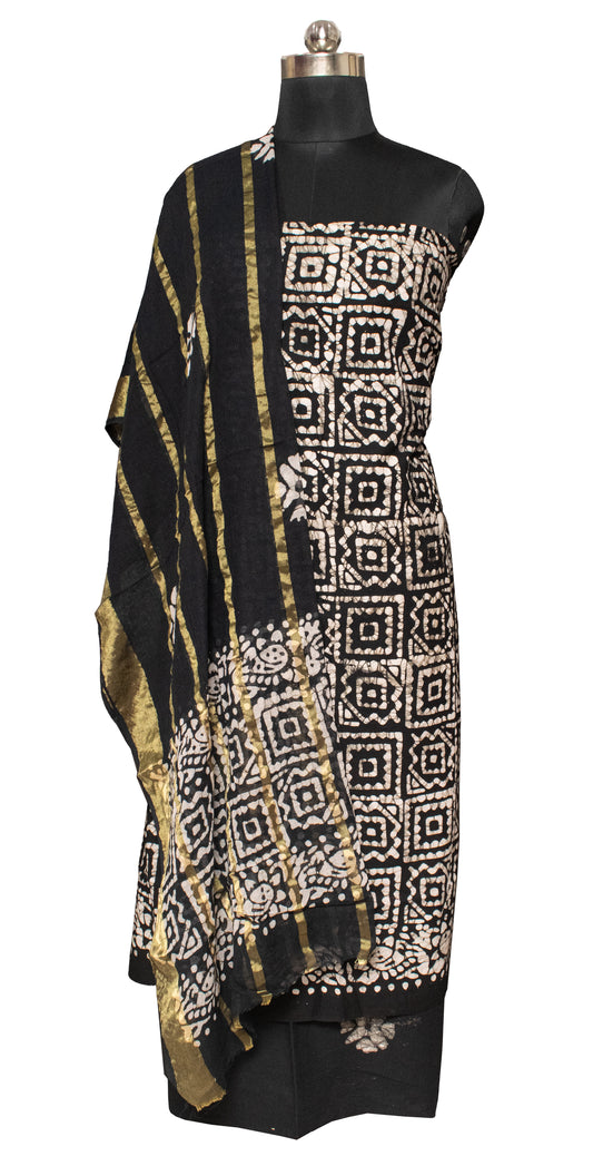 Wax Batik Cotton Hand Block Print Dress Material     -  SKU : SC01401F