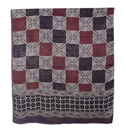 Ajrakh Modal Silk Natural Dye Hand Block Print Dress Material with Full Ajrakh Heavy Dupatta - with Tassels - 2.5 Mt Top    -  SKU : AI02502J