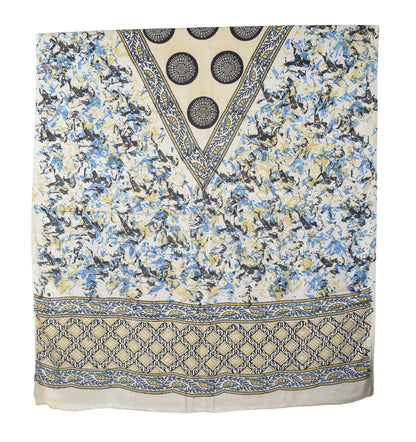 Ajrakh Modal Silk Natural Dye Hand Block Print Dress Material with Full Ajrakh Heavy Dupatta - with Tassels - 2.5 Mt Top    -  SKU : AI02502D