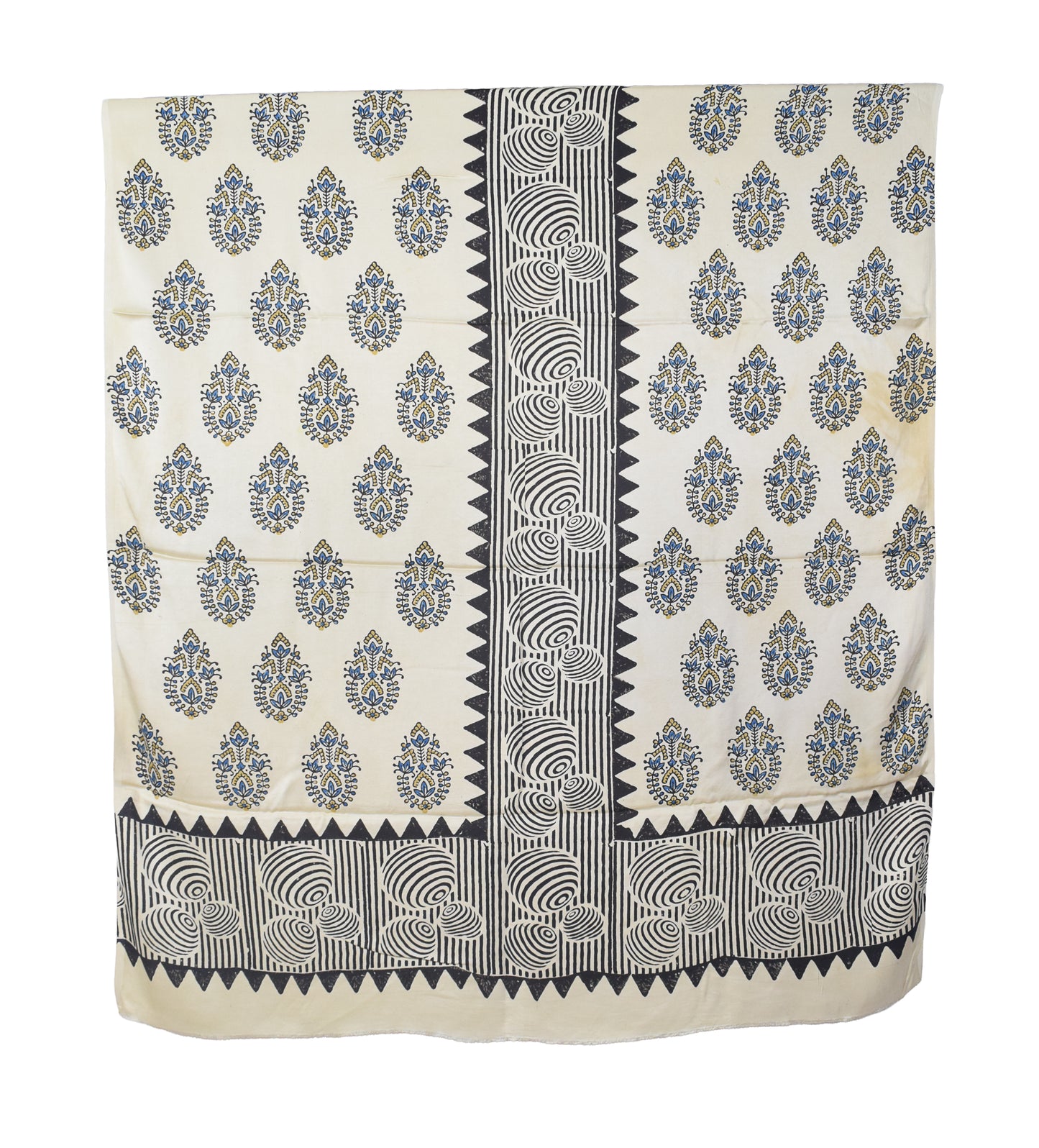 Ajrakh Modal Silk Natural Dye Hand Block Print Dress Material with Full Ajrakh Heavy Dupatta - with Tassels - 2.5 Mt Top    -  SKU : AI02502N