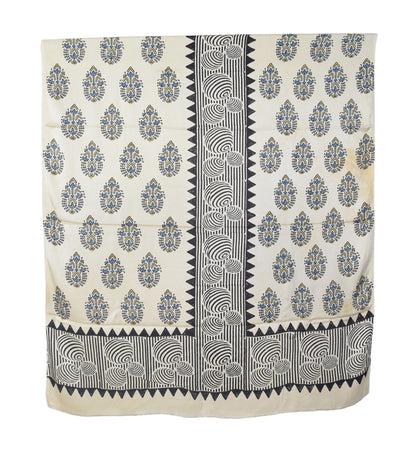 Ajrakh Modal Silk Natural Dye Hand Block Print Dress Material with Full Ajrakh Heavy Dupatta - with Tassels - 2.5 Mt Top    -  SKU : AI02502N