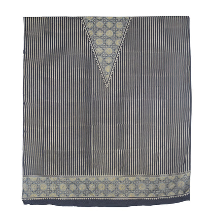 Ajrakh Modal Silk Natural Dye Hand Block Print Dress Material with Full Ajrakh Heavy Dupatta - with Tassels - 2.5 Mt Top    -  SKU : AI1730AJ