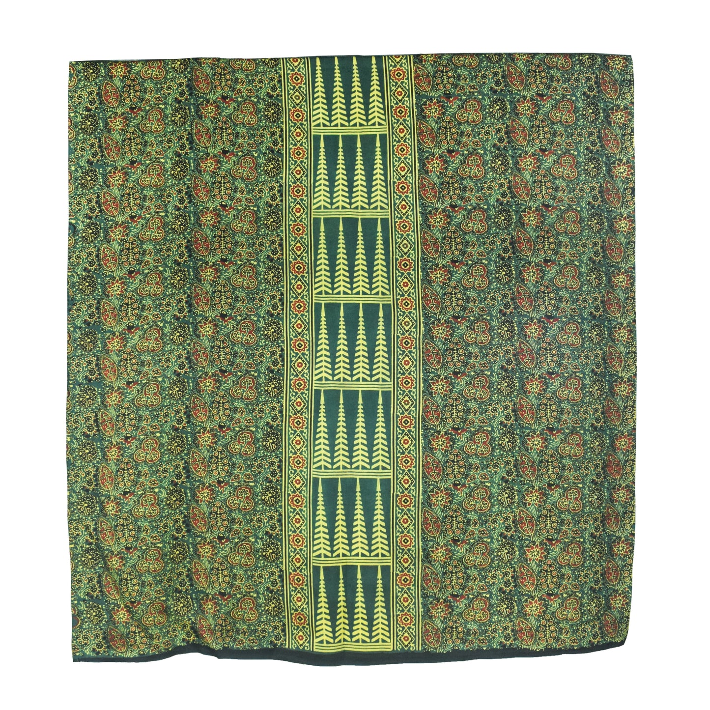 Ajrakh Modal Silk Natural Dye Hand Block Print Dress Material with Full Ajrakh Heavy Dupatta - with Tassels - 2.5 Mt Top    -  SKU : AI1730BA