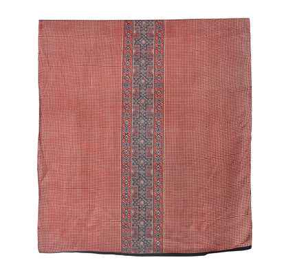 Ajrakh Modal Silk Natural Dye Hand Block Print Dress Material with Full Ajrakh Heavy Dupatta - with Tassels - 2.5 Mt Top    -  SKU : AI17301Q