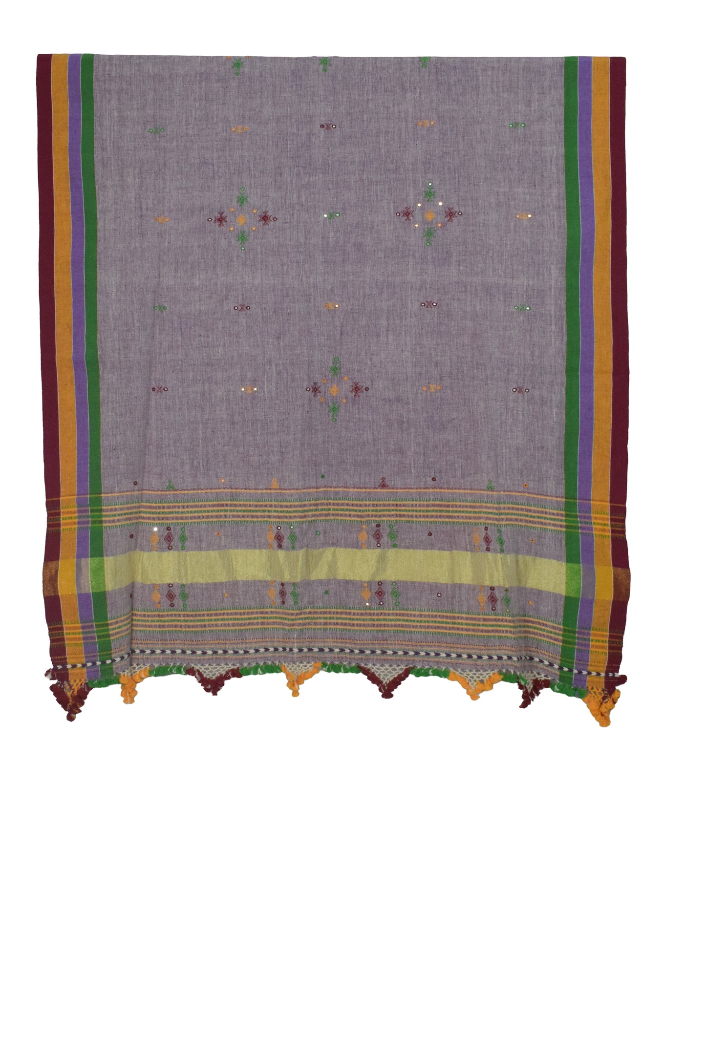 Handloom Woven Kala Cotton Shibori Mirror Work Dress Material  - 2.5 Mt Top    -  SKU : JM11401A