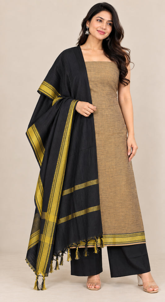 Plain Dyeing Handloom Cotton Dress Material  - 2.5 Mtr Length   -  SKU : GT31701A