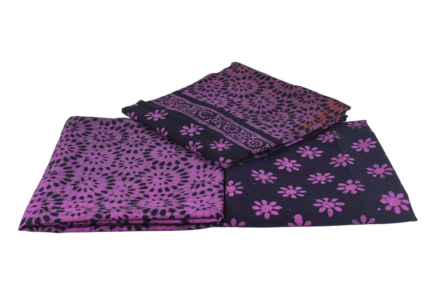 Wax Batik Cotton Ombre dyeing Hand Block Print Dress Material with 44 Inch wide Dupatta - 2.5 Mtr Length    -  SKU : RA04801D