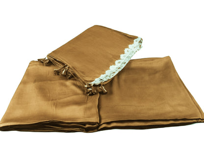 Plain Dyeing Modal Silk Shibori Dupatta Dress Material with Tassels - 2.5 Mtr Length    -  SKU : AI06A01A