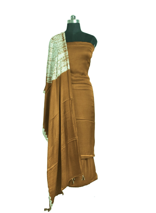 Plain Dyeing Modal Silk Shibori Dupatta Dress Material with Tassels - 2.5 Mtr Length    -  SKU : AI06A01A