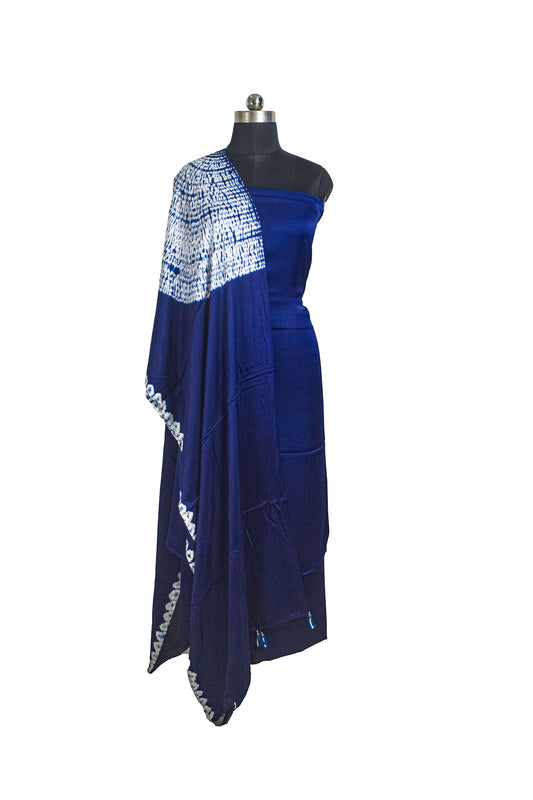 Plain Dyeing Modal Silk Shibori Dupatta Dress Material with Tassels - 2.5 Mtr Length    -  SKU : ID12801D