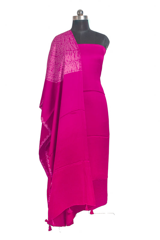 Plain Dyeing Modal Silk Shibori Dupatta Dress Material with Tassels - 2.5 Mtr Length    -  SKU : AI06A01B