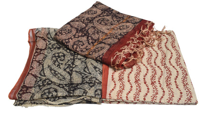 Hand Block Print Kota doria Dress Material with Plain Bottom and Kota Doria Dupatta with Tassels - 2.5 Mt Top   -  SKU : TJ08901B