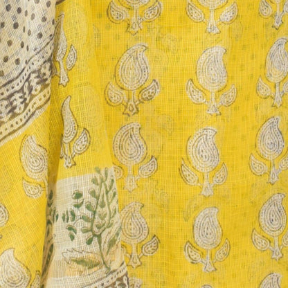 Hand Block Print Kota doria Dress Material with Plain Bottom and Kota Doria Dupatta with Tassels - 2.5 Mt Top   -  SKU : TJ08901A