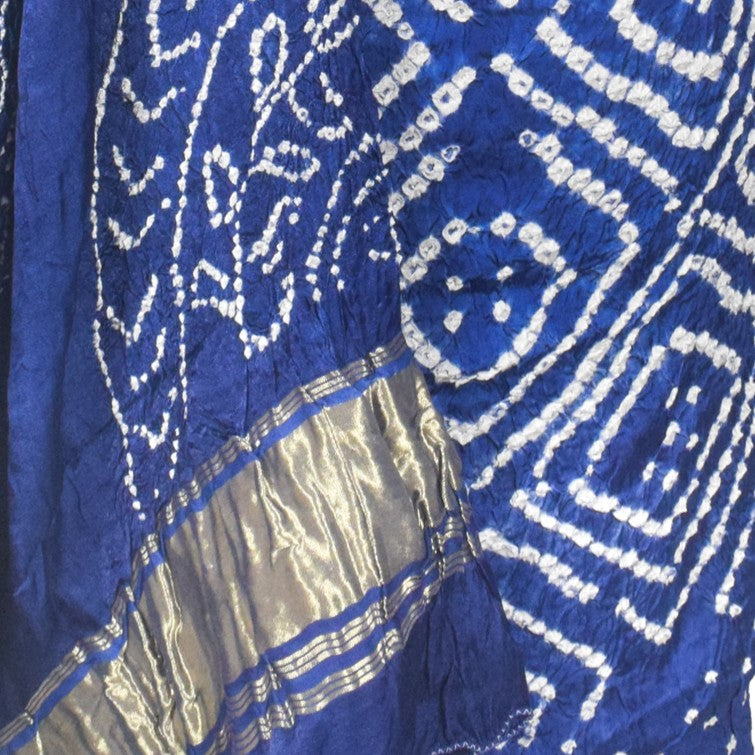 Bandhej [ Tie-Dye] Modal Silk Dress Material with Golden Border Dupatta - 2.5 Mt Top   -  SKU : FJ20701A