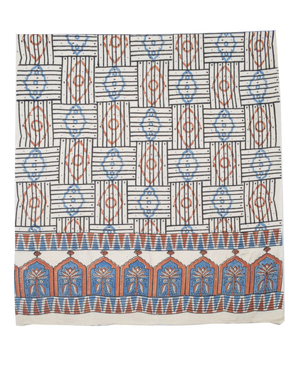 Ajrakh Cotton Natural Dye Three Colour Print | 3 Kam | Hand Block Print Dress Material with 44 Inch wide Dupatta - 2.5 Mt Top   -  SKU : AI03701J
