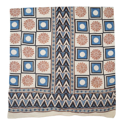 Ajrakh Cotton Natural Dye Three Colour Print | 3 Kam | Hand Block Print Dress Material with 44 Inch wide Dupatta - 2.5 Mt Top   -  SKU : AI03701G